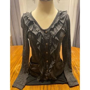 Ruffled Military Cardigan